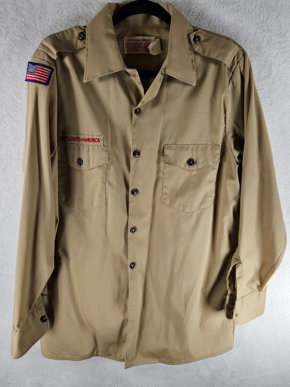 Boy Scouts America Official Uniform Shirt Tan Long Sleeve Size Medium